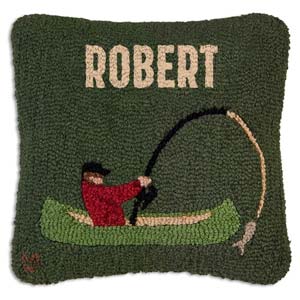 personalized holiday hooked pillow