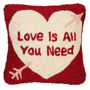 Valentines day - Hooked Wool Pillow