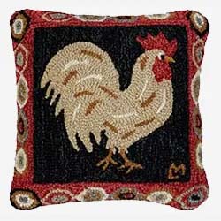 Rooster - Hooked Wool Pillow
