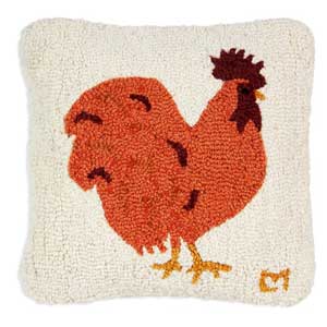 Hen - Hooked Wool Pillow