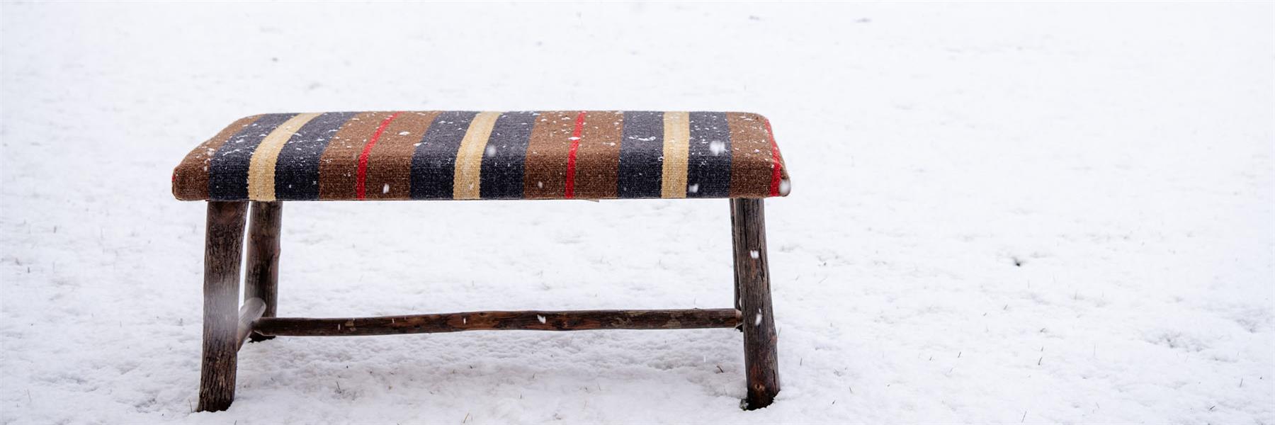 bench wool seat hickory snow